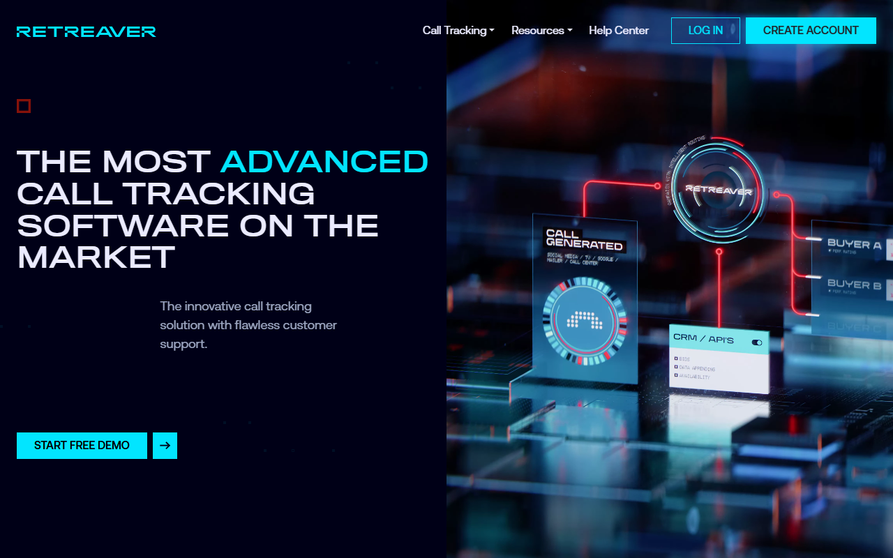 Screenshot of the Retreaver homepage captured for this review